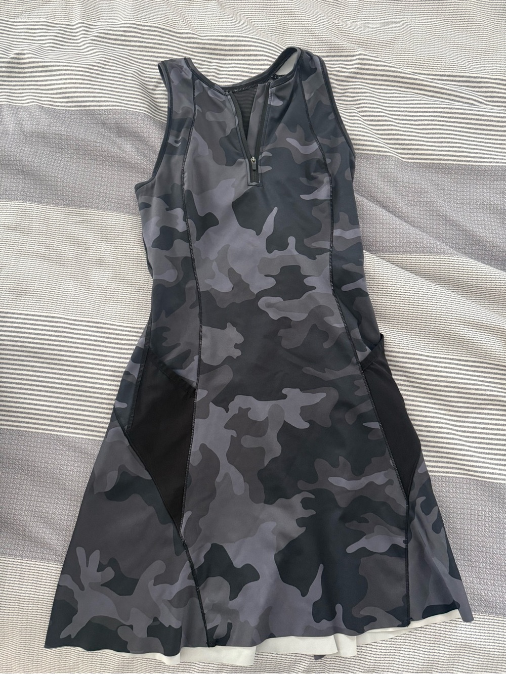 Women’s Gray Camo Tennis Dress with Front Zip